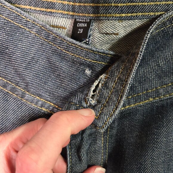 Vintage Y2K Bebe Womens 29 Flared Low Rise Denim Jeans FLAWED - Picture 6 of 10